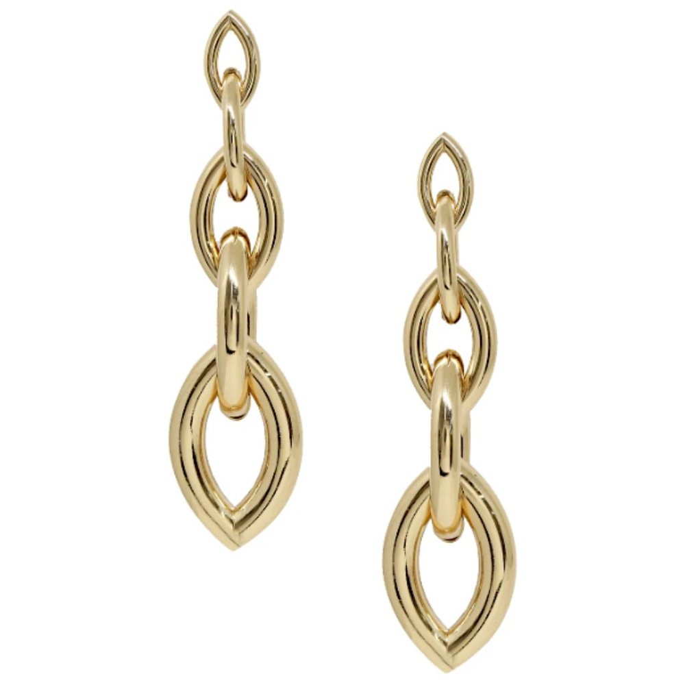 NEW~ Anthropologie Ettika Gradual 18K Gold Plated Chain link Earrings